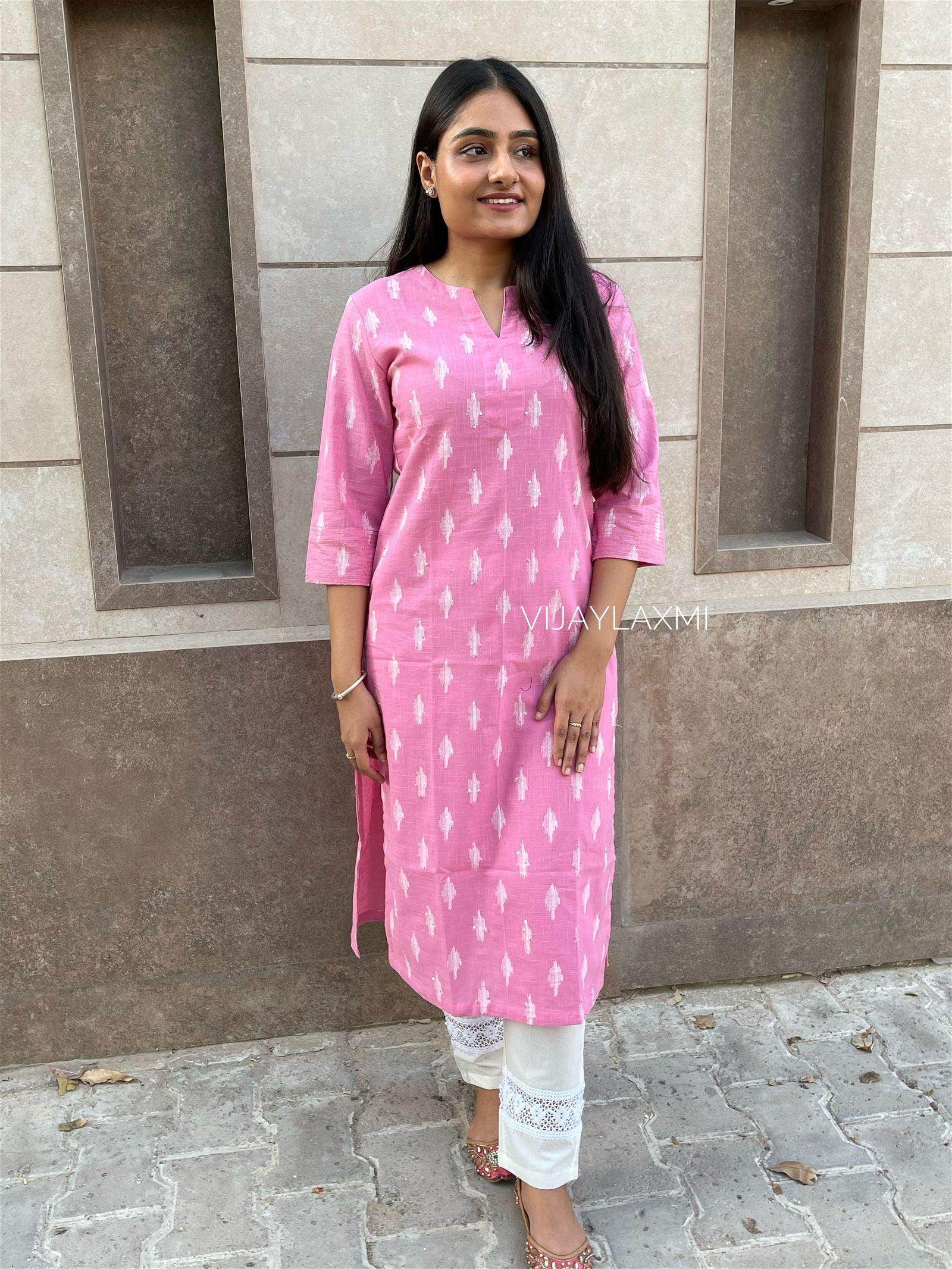 Pink cotton kurti 01 - Vijay Laxmi