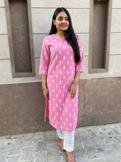 Pink cotton kurti 01 - Vijay Laxmi