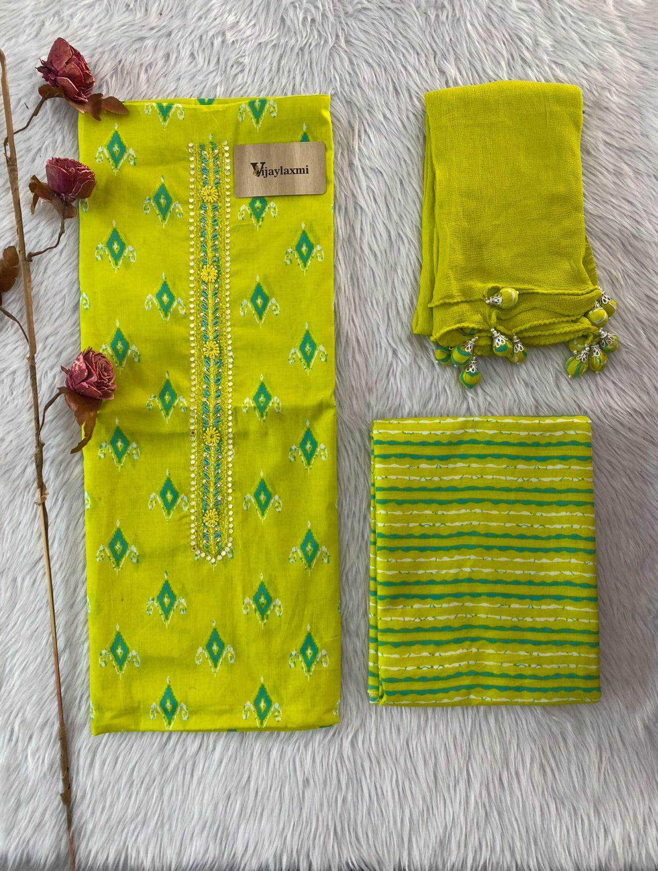 Premium cotton unstitched suit - Vijay Laxmi