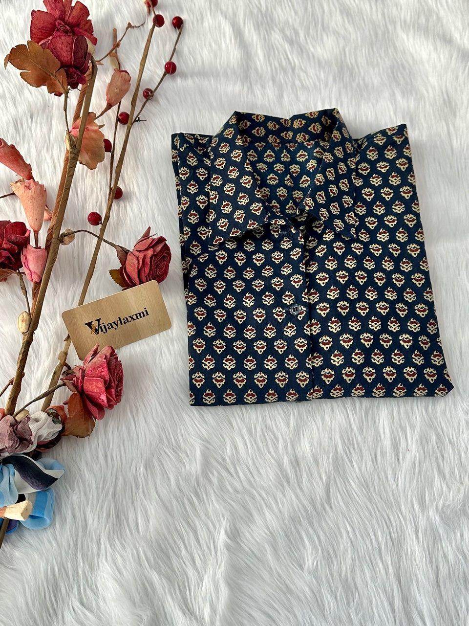 Printed Cotton Crop Shirt - Vijay Laxmi