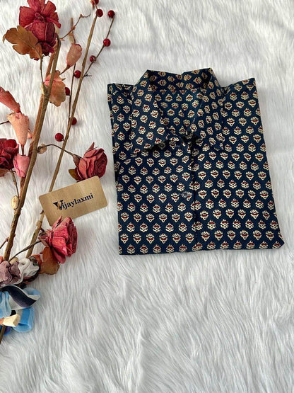 Printed Cotton Crop Shirt - Vijay Laxmi