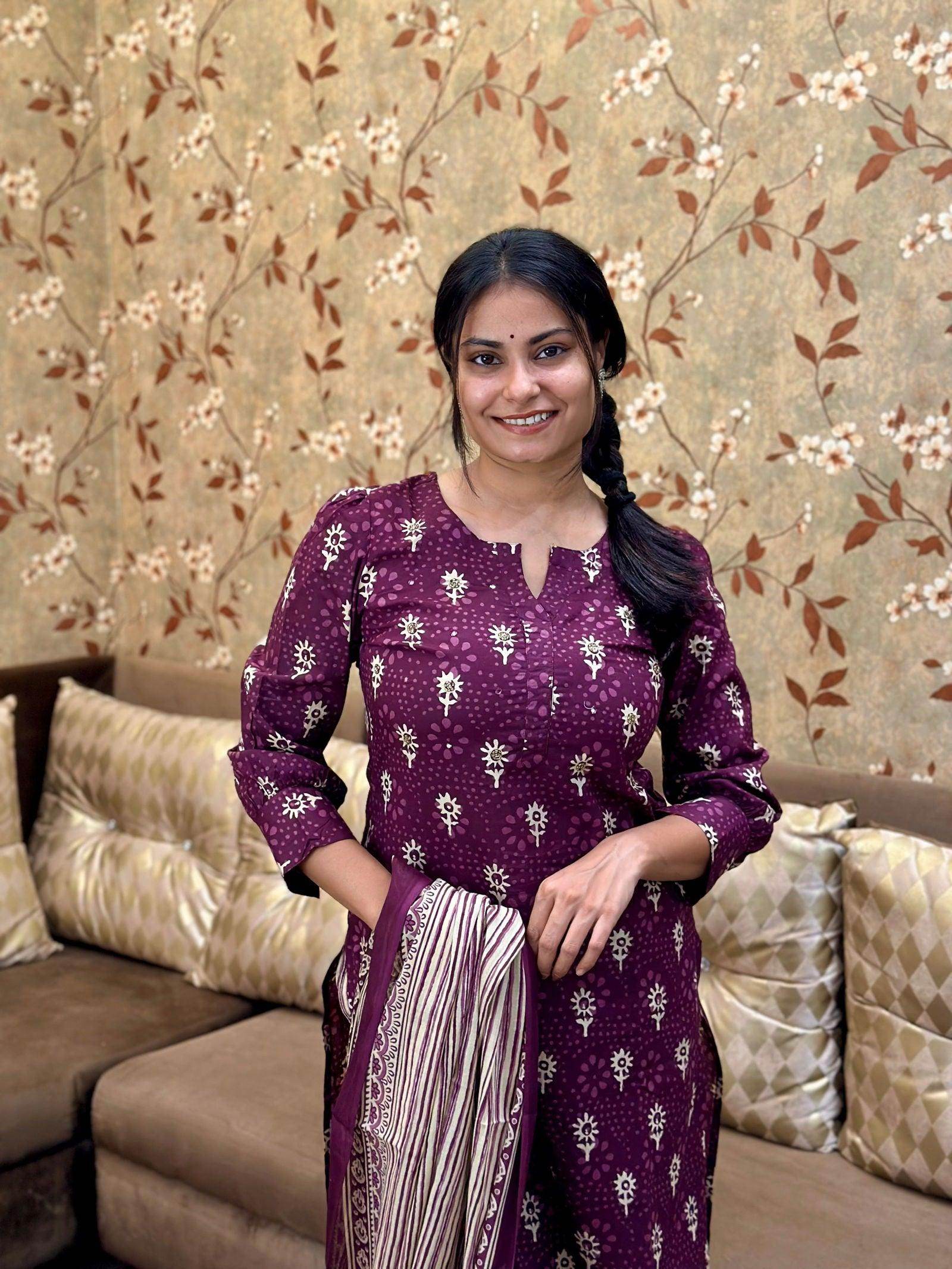 Printed Cotton Suit - Vijay Laxmi