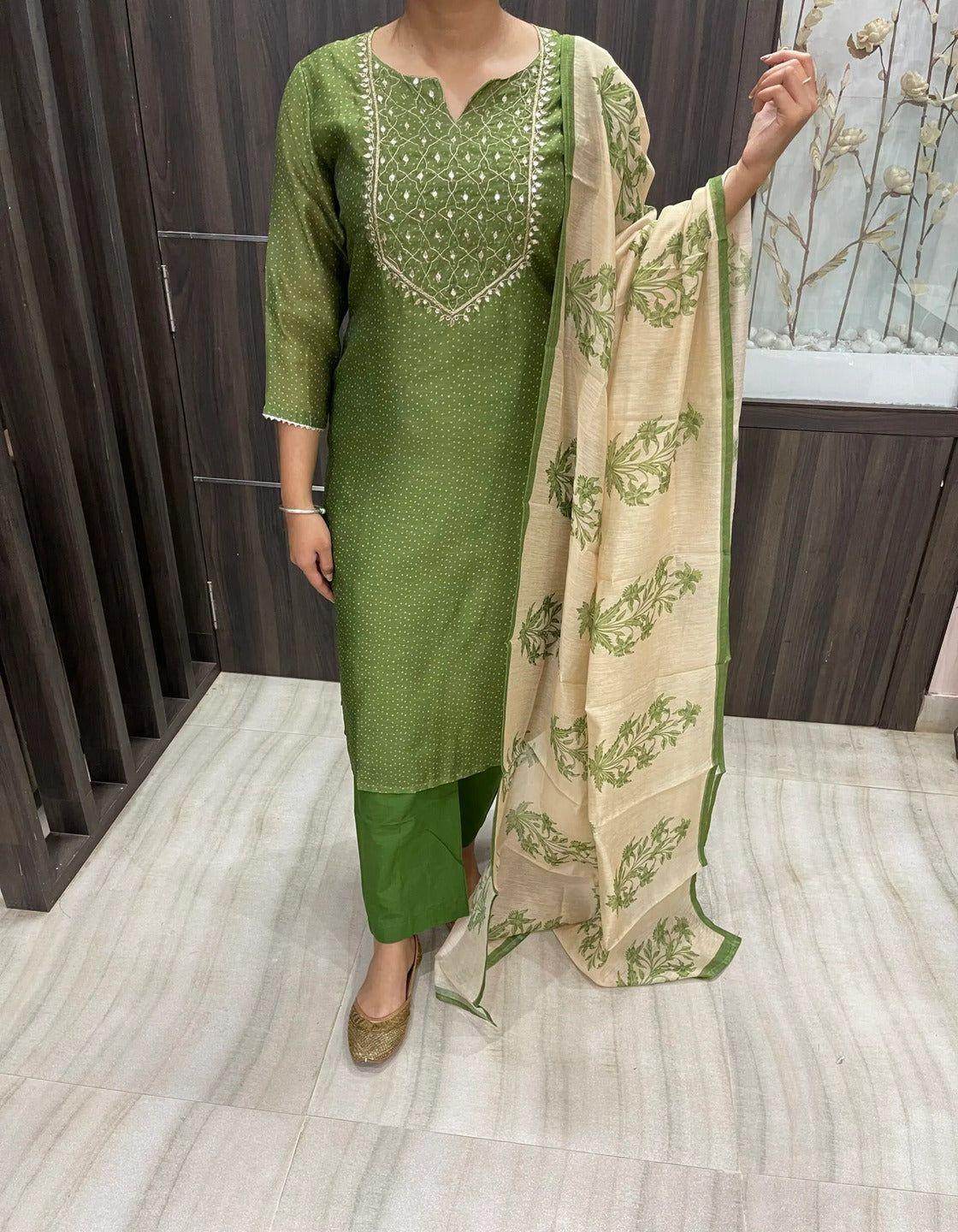 Pure chanderi suit set - Vijay Laxmi