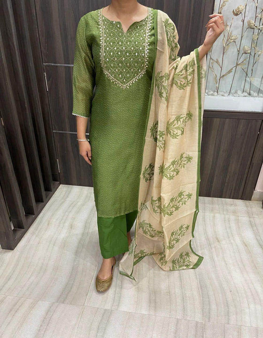 Pure chanderi suit set - Vijay Laxmi