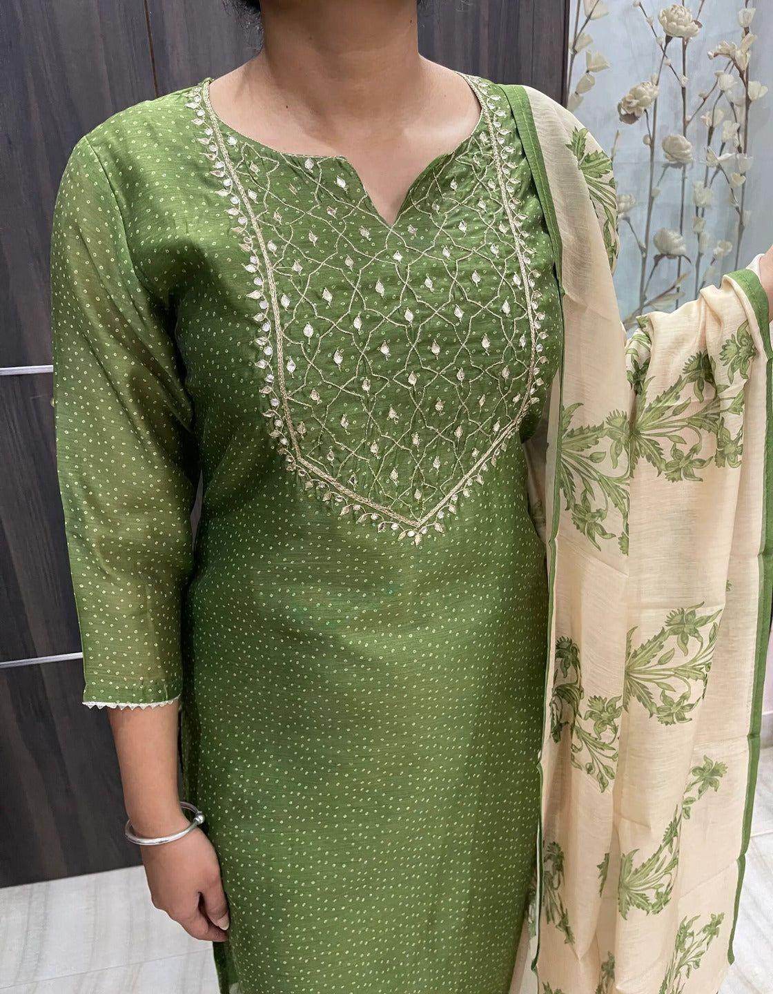 Pure chanderi suit set - Vijay Laxmi