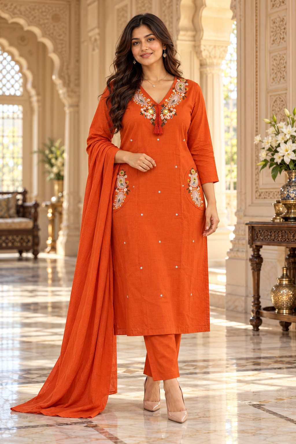 Noor Cotton Flex kurta set with palazo & dupatta