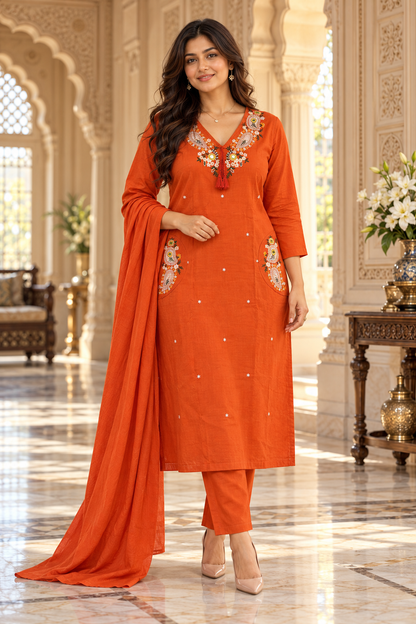 Noor Cotton Flex kurta set with palazo & dupatta