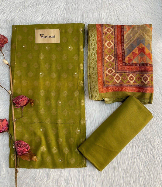 SAHIBA BANARSI SILK UNSTITCHED SUIT - Vijay Laxmi