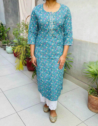 Sky multi print kurti - Vijay Laxmi