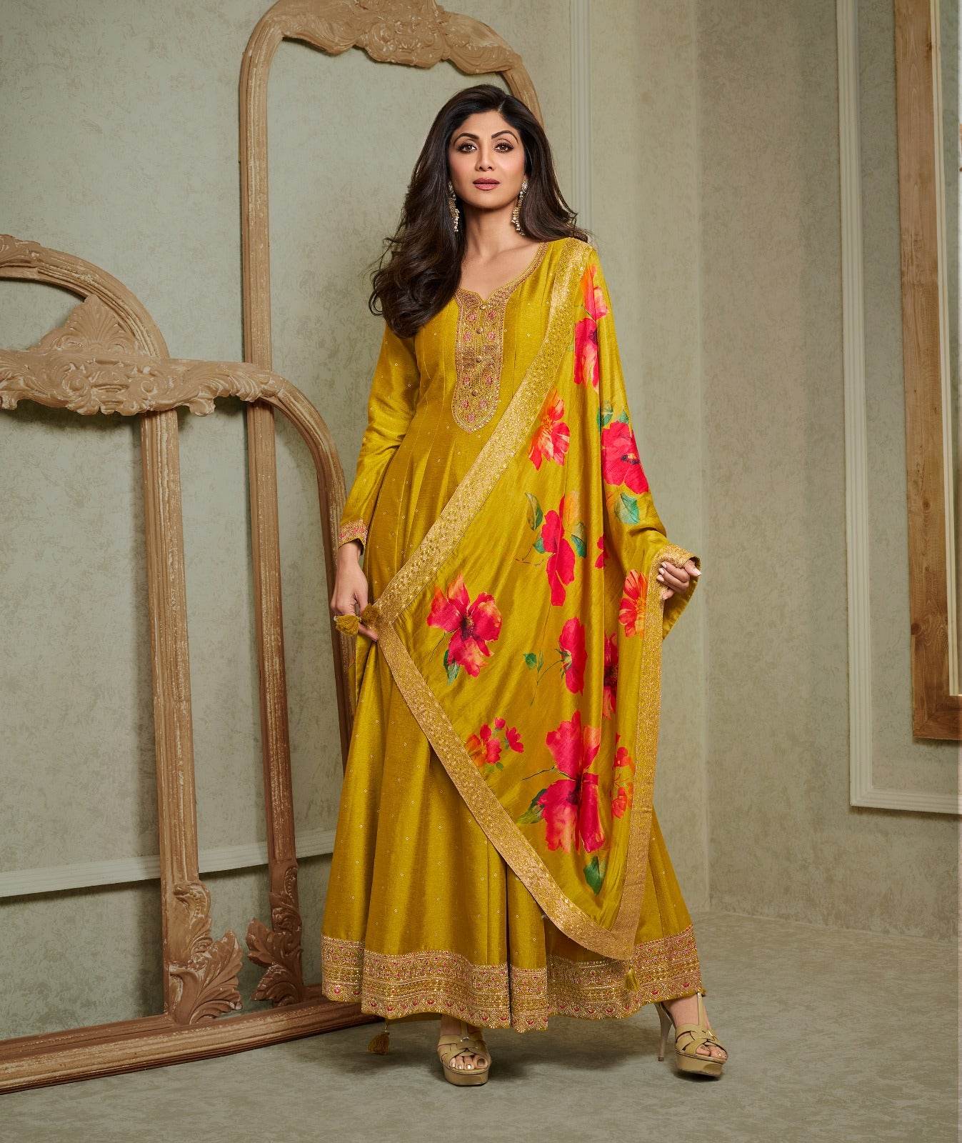 Dola Silk Party wear Frock Suit - Vijay Laxmi