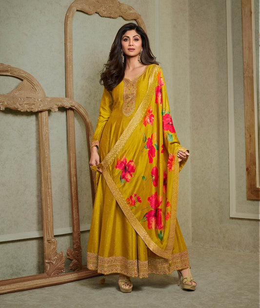 Dola Silk Party wear Frock Suit - Vijay Laxmi