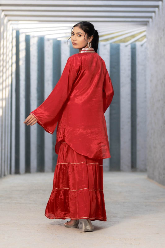 Red Gharara Dress - Vijay Laxmi