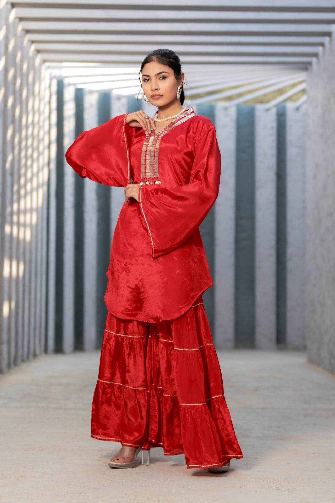Red Gharara Dress - Vijay Laxmi