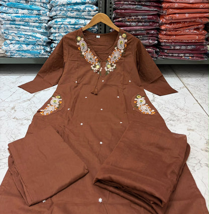 Noor Cotton Flex kurta set with palazo & dupatta