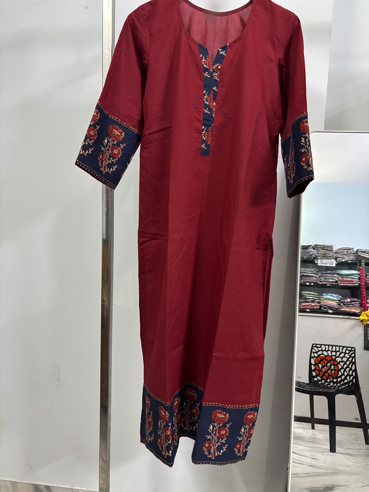 Rangrez pure cotton kurti for women maroon