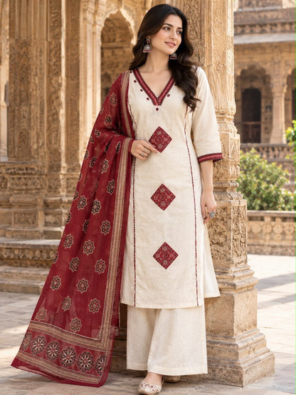 Noor Cotton Flex kurta set with palazo & dupatta