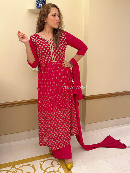 georgette suit pnk897 - Vijay Laxmi