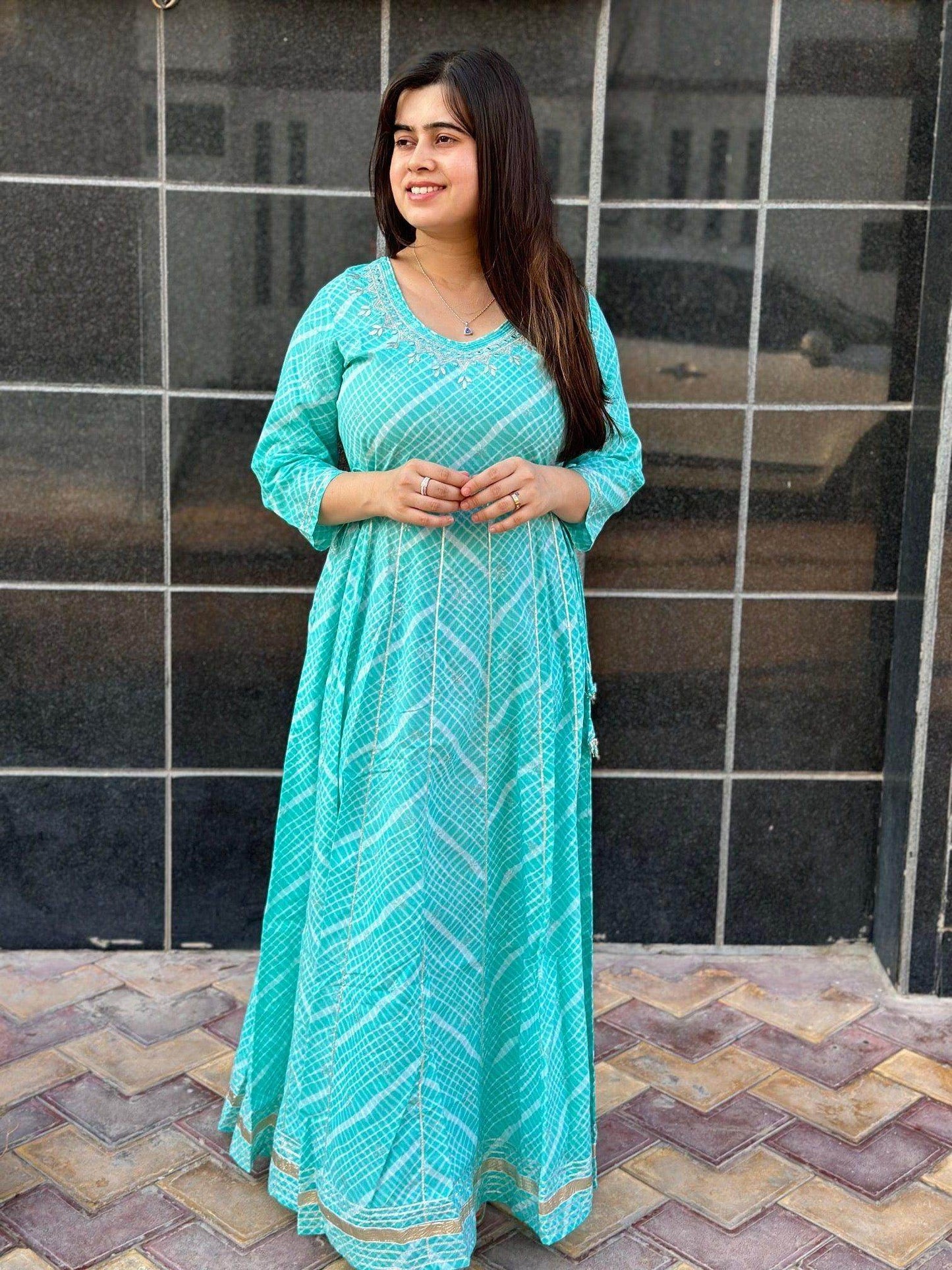 lehriya cotton gown - Vijay Laxmi