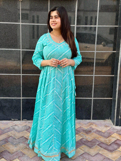 lehriya cotton gown - Vijay Laxmi