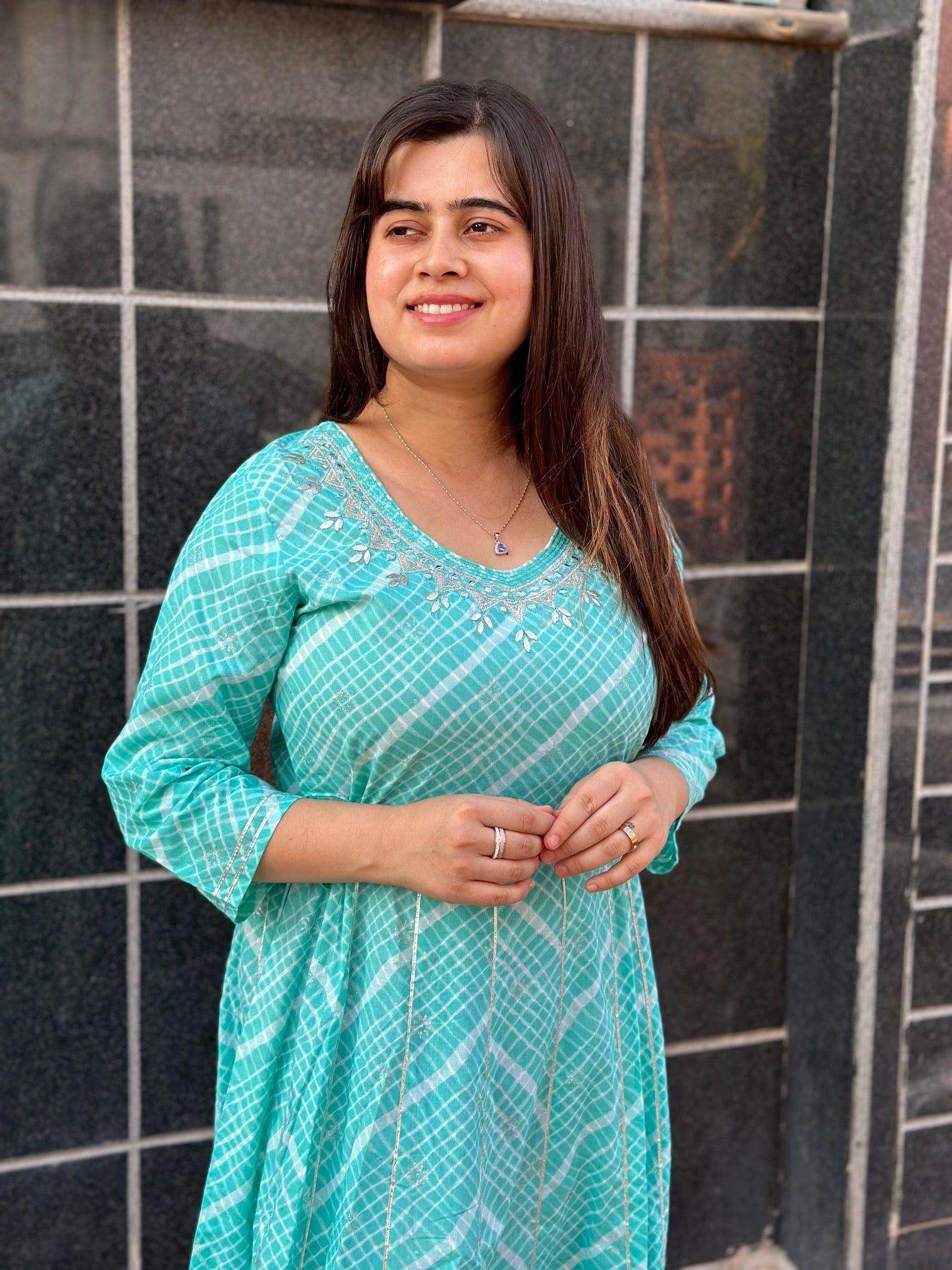 lehriya cotton gown - Vijay Laxmi