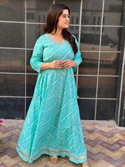 lehriya cotton gown - Vijay Laxmi