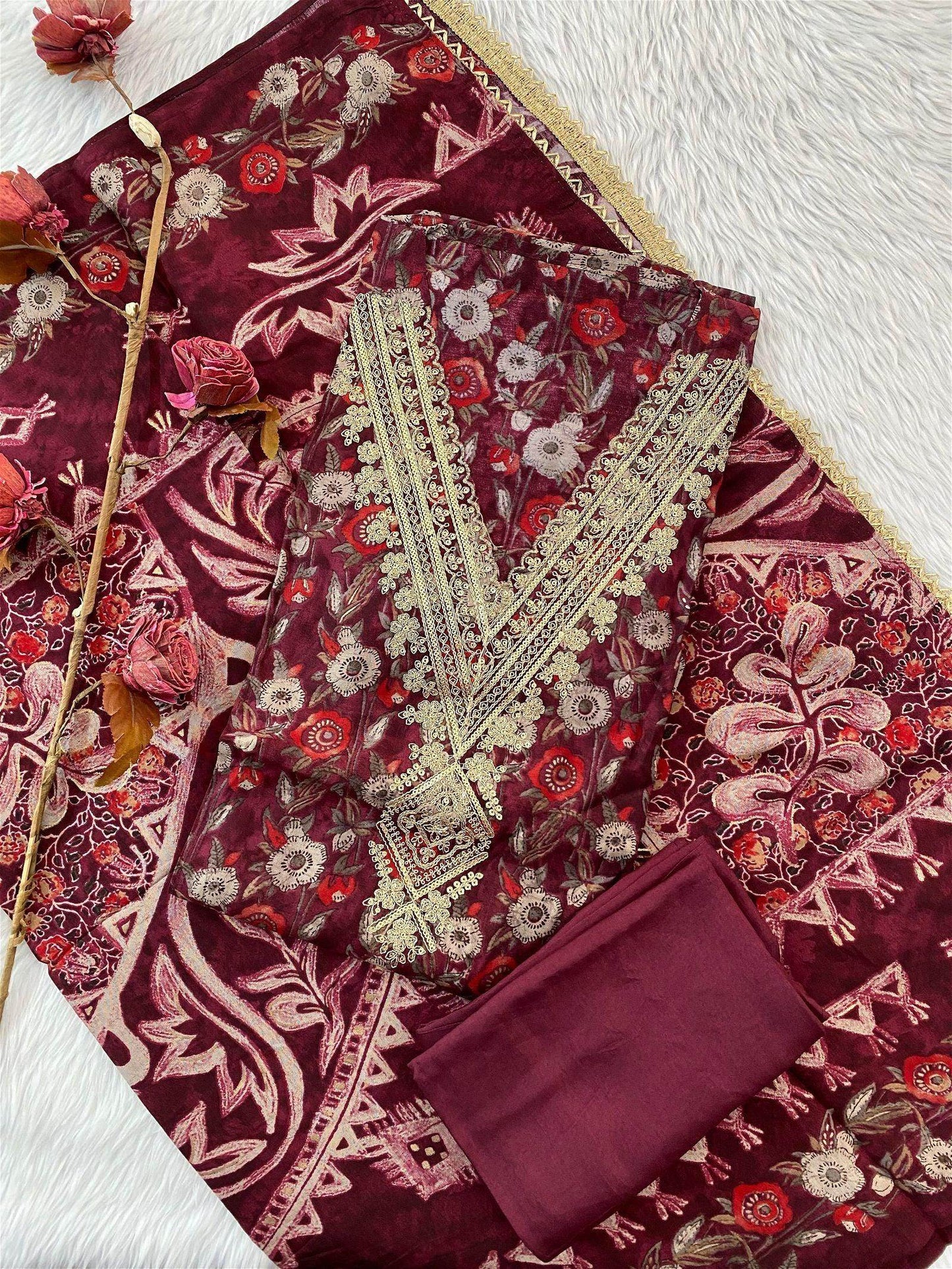 muslin unstitched suit - Vijay Laxmi