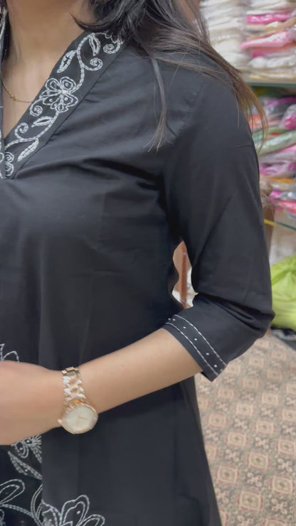 Cotton Kurta Set Black