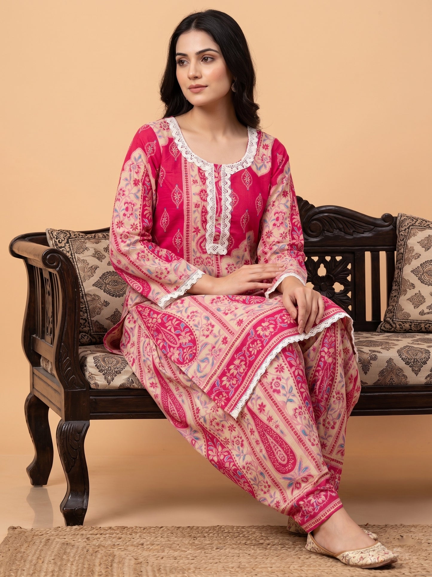Jasmine Farshi Salwar Suit Kalamkari