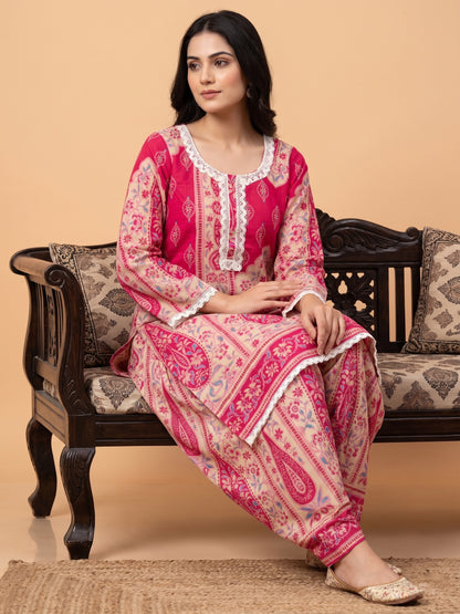 Jasmine Farshi Salwar Suit Kalamkari