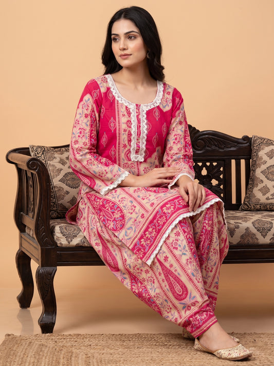 Jasmine Farshi Salwar Suit Kalamkari