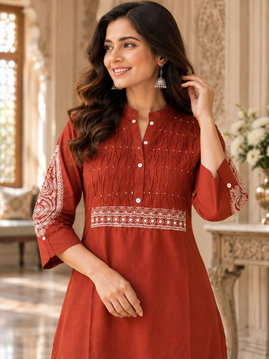 NAZAKAT cotton kurta set with pants & dupatta