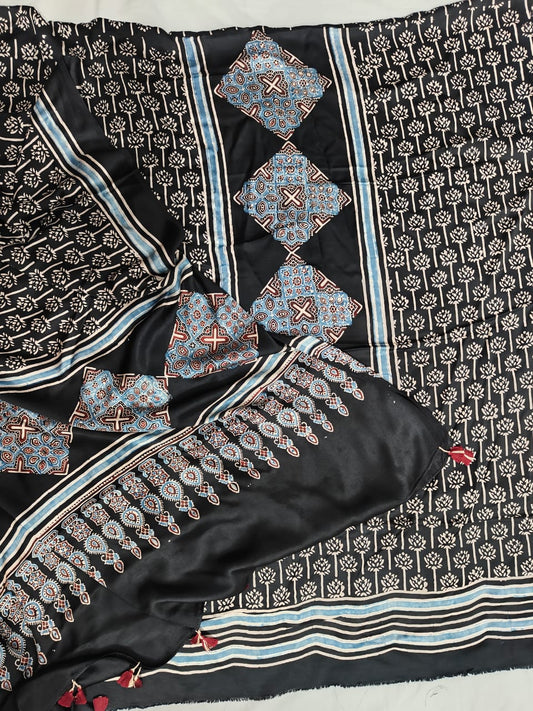 Modal Silk Ajrakh 2 Piece Unstitched Suit