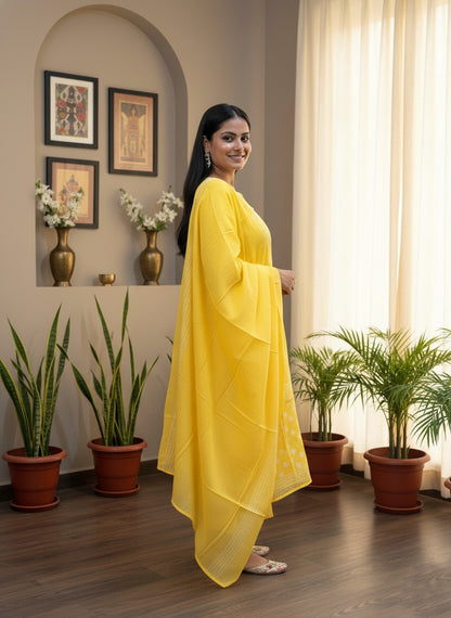 Premium Cotton Suit For Women YLW