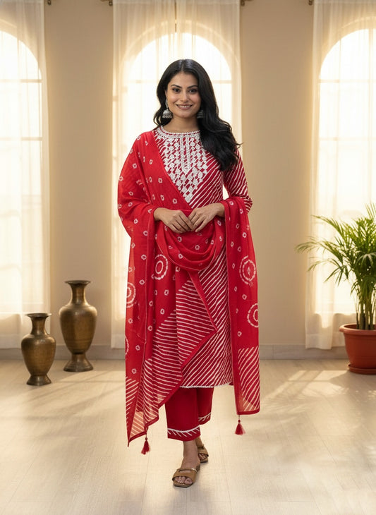 Premium Cotton Suit For Women RED