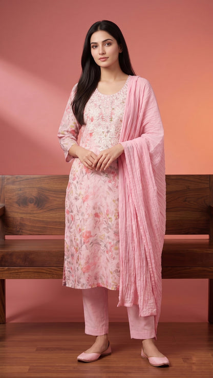 Jasmine Cotton kurta Set with dupatta