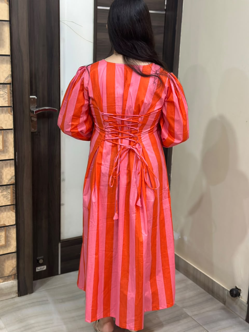 Inayat striped cotton dress for women