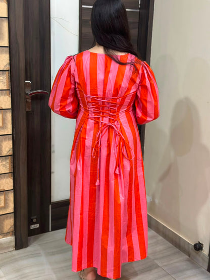 Inayat striped cotton dress for women