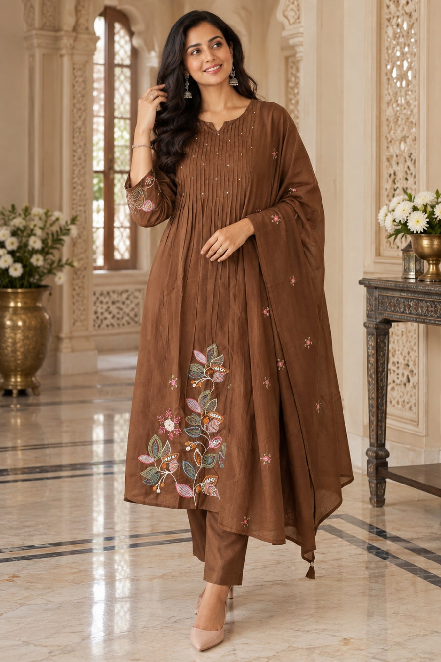 NAZAKAT cotton kurta set with pants & dupatta