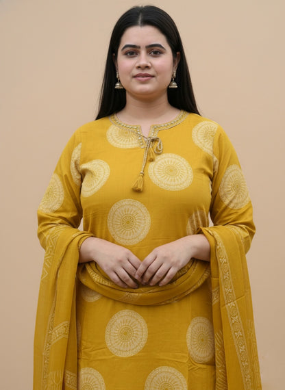 Kiara Cotton Kurta Patch Embroidery Work Kurti Pant And Dupatta