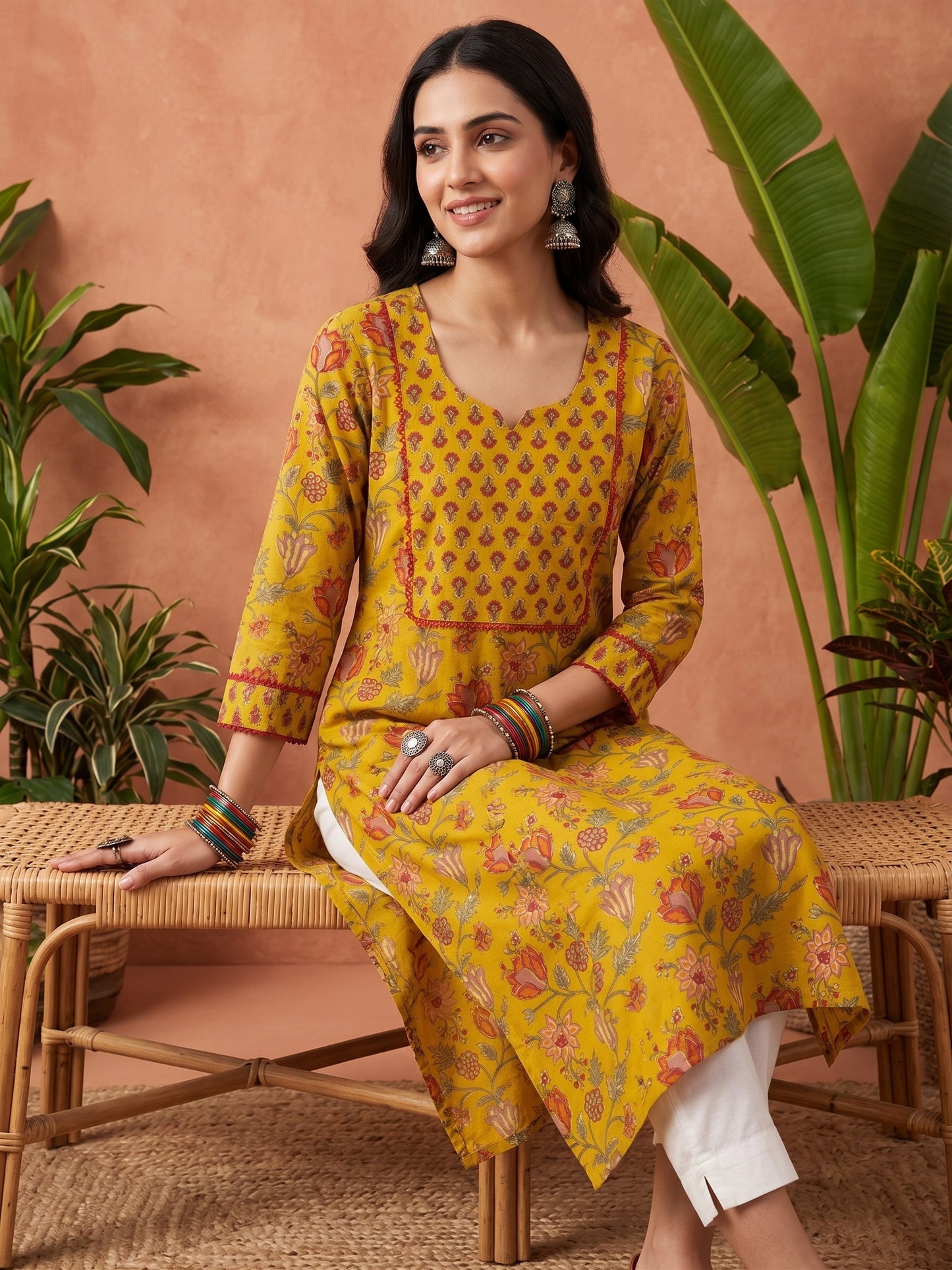 Gulmohar Cotton kurti for women floral