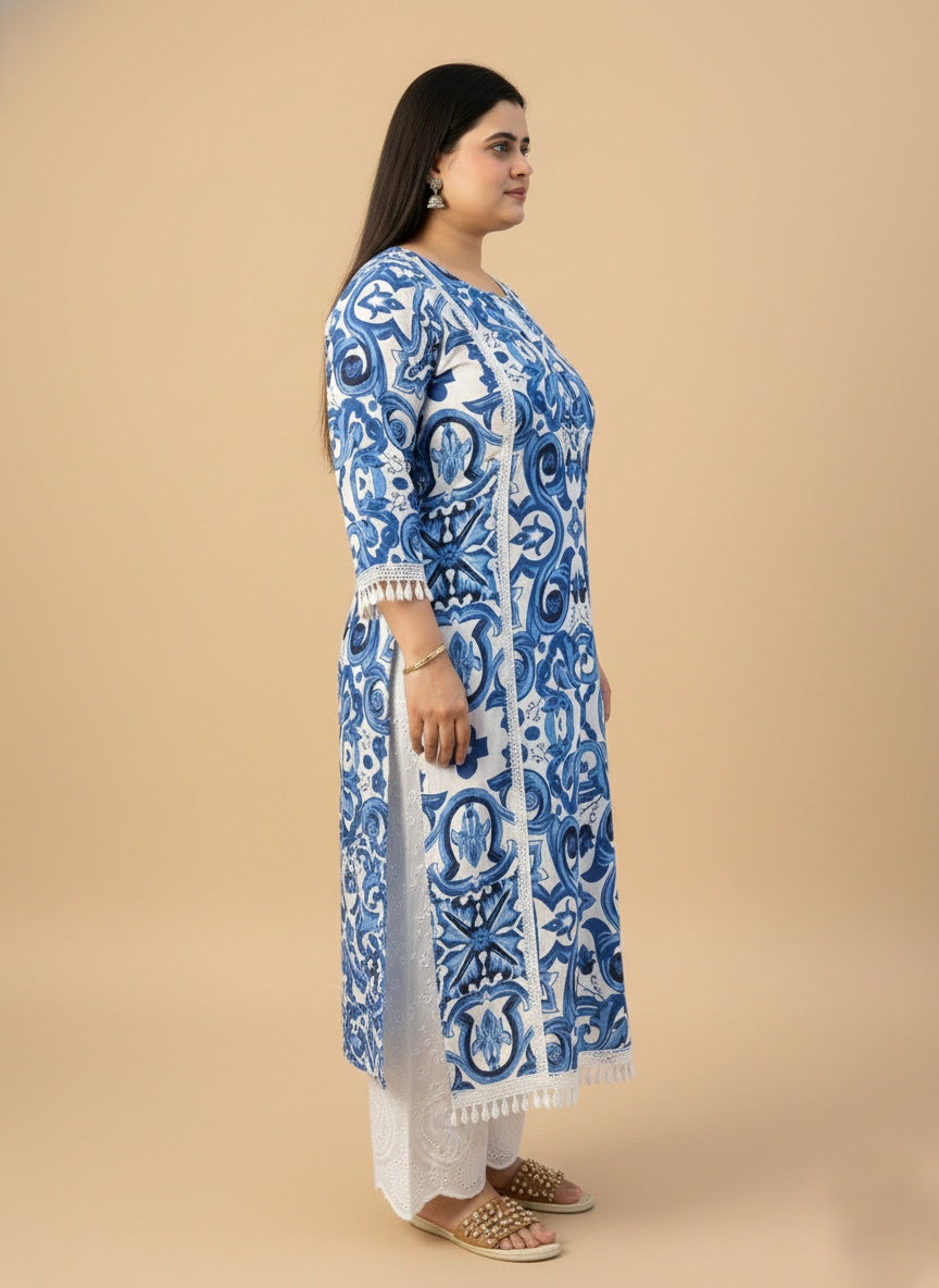 Airy Cotton kurti for women Indigo