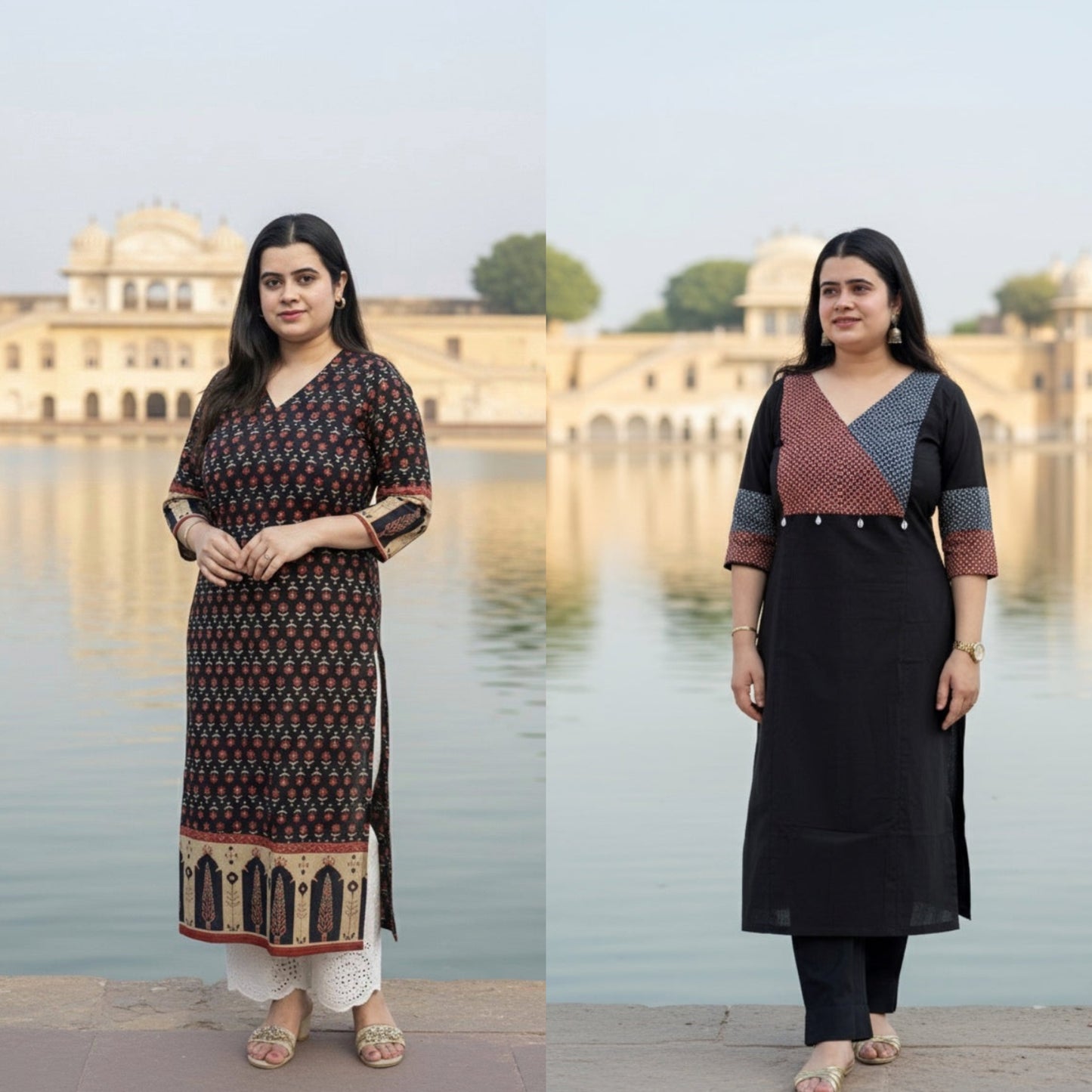 Airy cotton long kurta combo