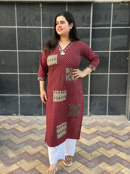 Airy Cotton kurti for women with patchwork