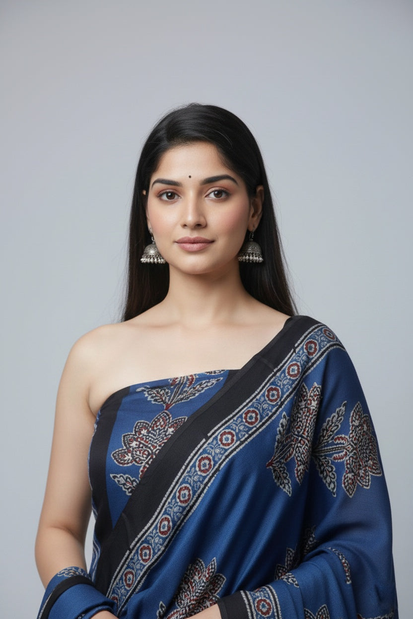 Modal Silk Ajrakh 2 Piece Unstitched Suit