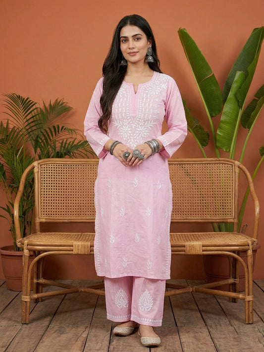 Modal chikankari kurta Set