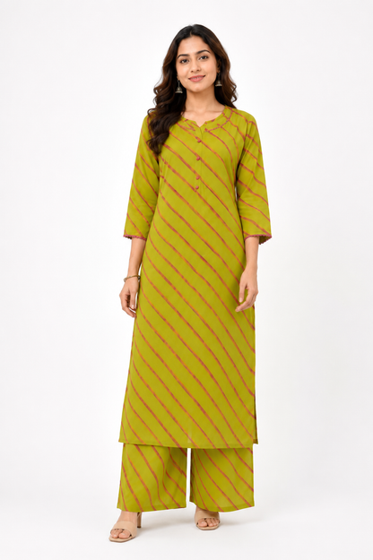 Leheriya cotton Kurta plazo set