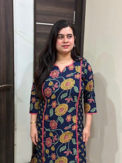 Mehar premium cotton Kurta & Pant blue
