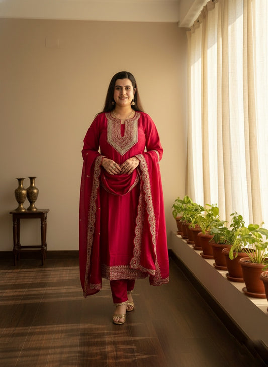 Soft Chinon Silk Suit For Women