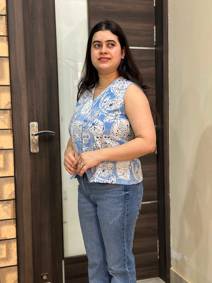 Short Cotton tunics for women Sky Blue