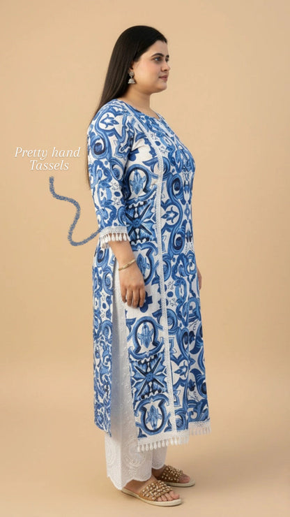 Airy Cotton kurti for women Indigo